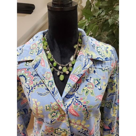 The Tog Shop Womens Multicolor Floral Single Breast 4 Button Jacket Petite Small - Picture 2 of 13